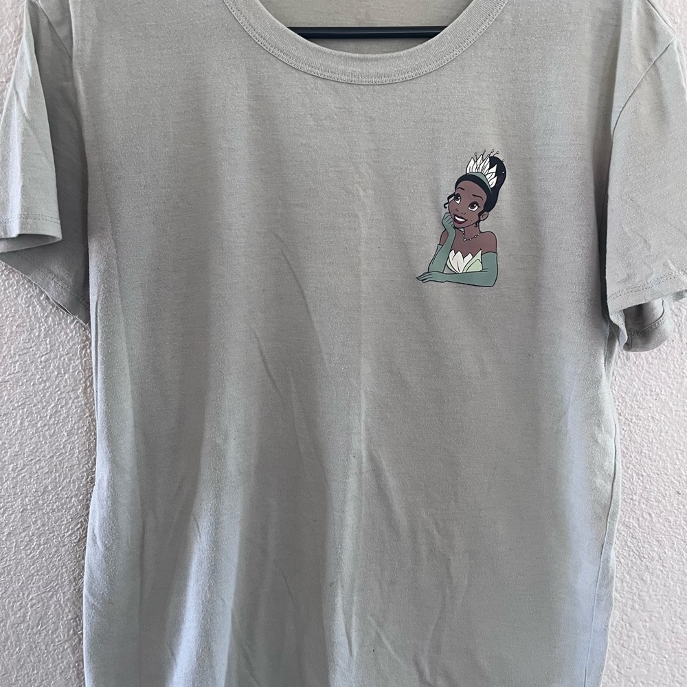 Light Sage Graphic Tee with Princess Illustration - women's Shirt